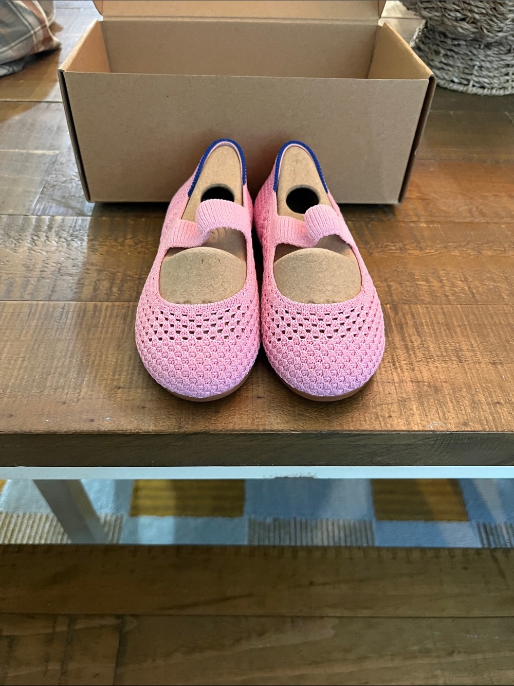 Girls Rothy’s Pink Mary Jane Flats with Hook-and-Loop Strap